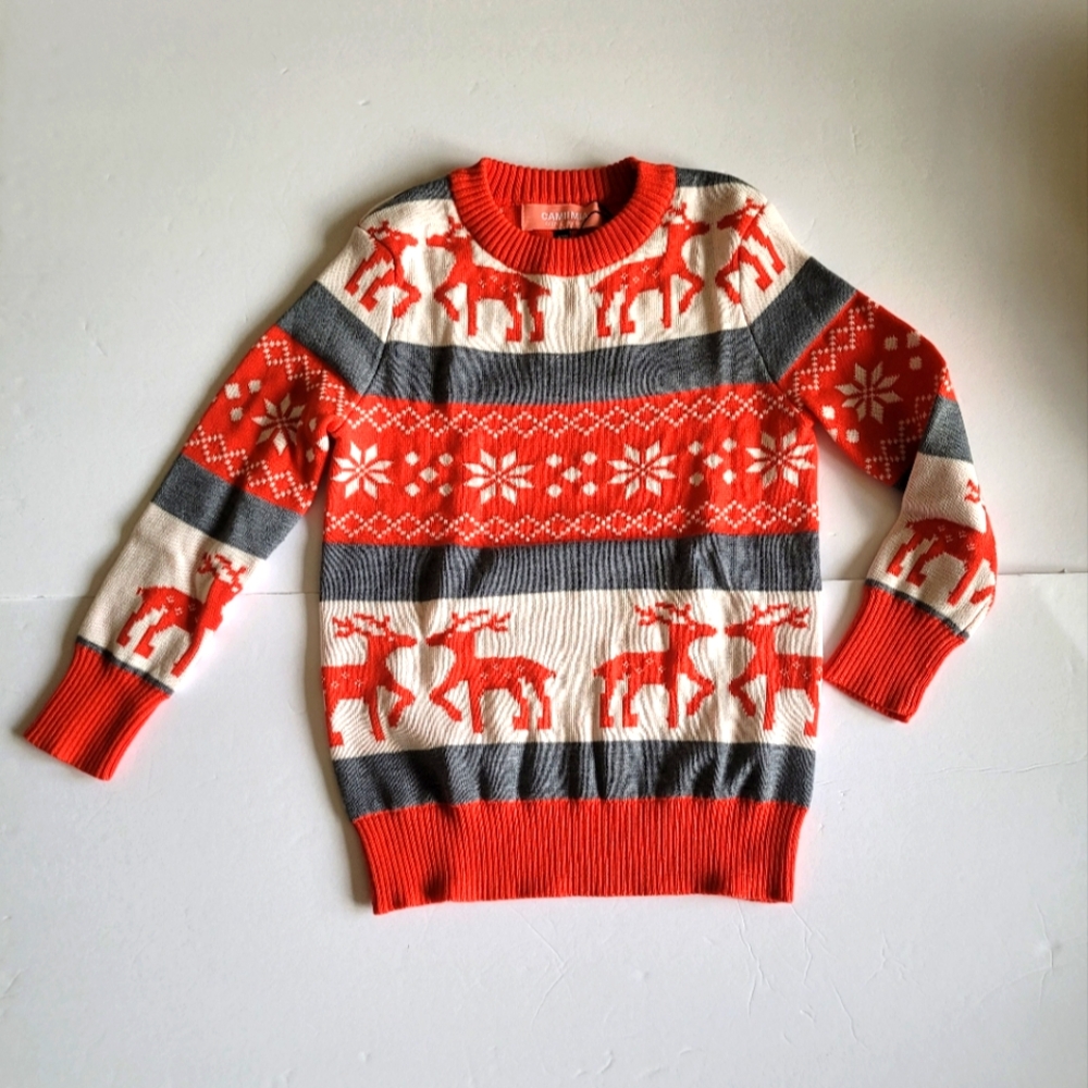 Camii Mia Sweater Crewneck Reindeer Pullover Knitted Kids Size XXS